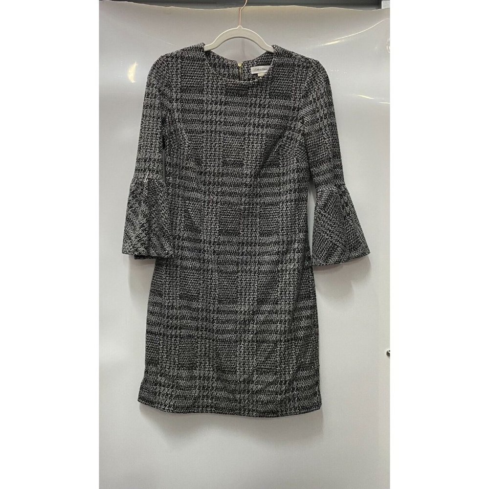Women’s Calvin Klein Size 4 Three-Quarter Sleeve Black And White Dress - Picture 1 of 5